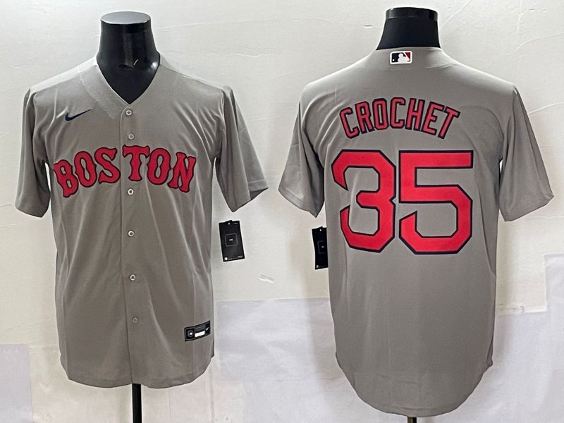 Men Boston Red Sox #35 Crochet Grey Game 2025 Nike MLB Jersey style 002